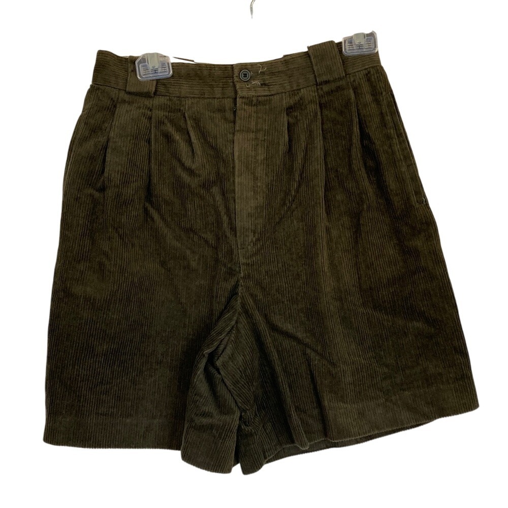 Georgio Sant‎ Angelo Womens Olive Green Corduroy Short Size 26 Pleated Classic